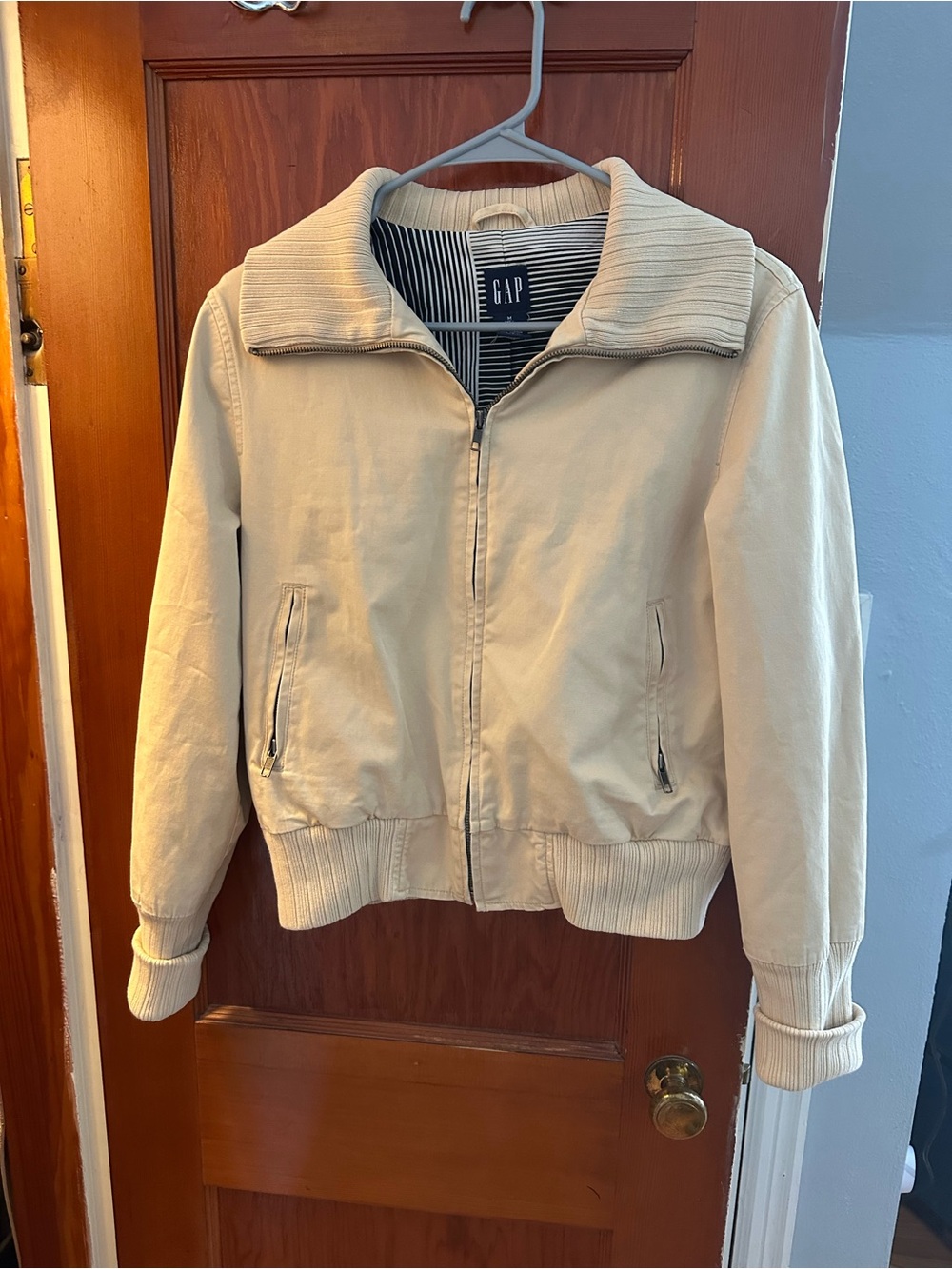 GAP Cream Zip-Front Bomber Jacket